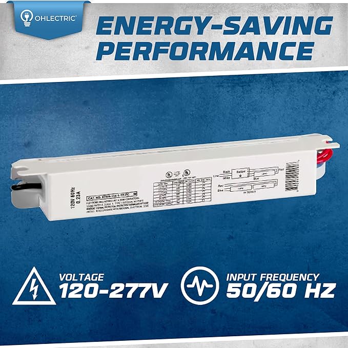 2 Pack - Replacement for Keystone KTEB-114-1-TP-FC 1 Lamp T5 Electronic Fluorescent Ballast with Normal Light Output | 120V Input with Rapid Start Operation | 0.95 Ballast Factor, UL-Approved