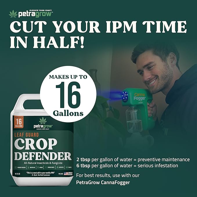 PetraGrow Crop Defender Leaf Guard Super Concentrate Pesticide, Miticide, Plant Fungicide, Insecticide for Indoor Plants, Spider Mite Spray, Powdery Mildew Spray for Plants - 16oz