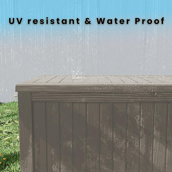 180 Gallon Outdoor Storage Box – Resin Deck Box with Lockable Lid, Waterproof Patio Furniture Storage for Tools, Garden & Yard Organization