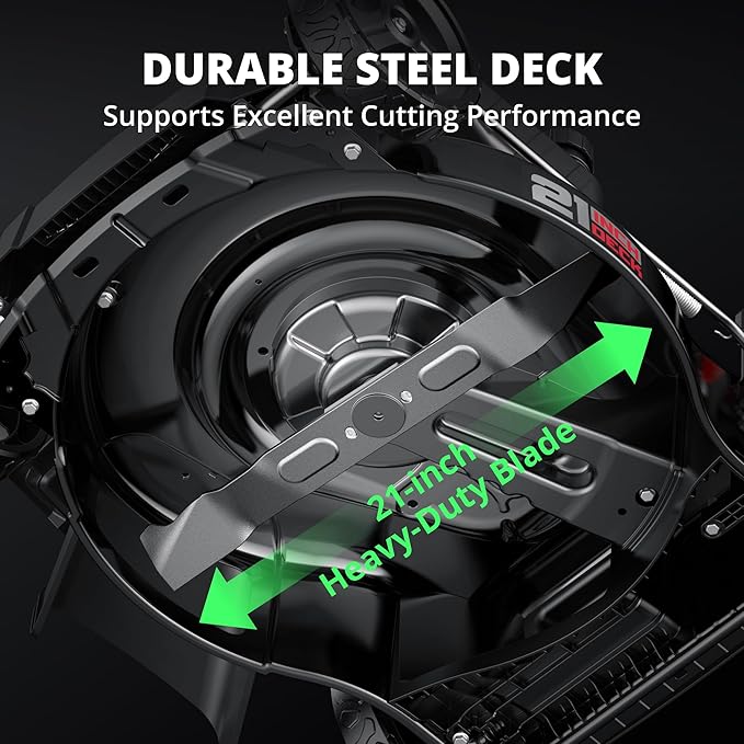 21-Inch 3-in-1 Gas Push Lawn Mower with 144cc 4-Stroke OHV Engine, 6-Position Adjustable Cutting Height, Large 1.4 Bushel Grass Catcher, Side Discharge & Mulching, Lightweight Easy Storage