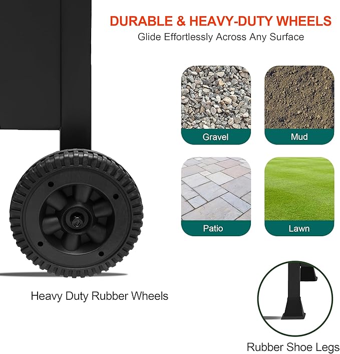 Brand-Man 3-Burner Propane Gas Grill, 27,000 BTU BBQ Grill with Porcelain-Enameled Grates, Built-In Thermometer, Side Shelves, Heavy-Duty Wheels – Outdoor Grill for Patio, Backyard & Garden