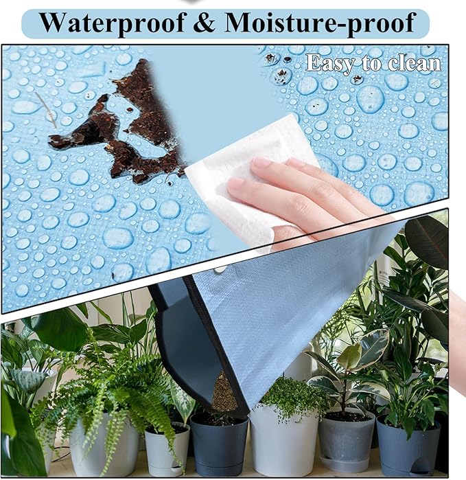 59" x 39" Extra Large Plant Repotting Mat, Foldable Gardening Mat for Indoor, Transplanting Houseplants, Pot Out, Mix Soil and Mess Control, Gardening Gifts for Women Men Plant Lover(Blue)