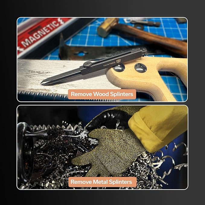 CIVIVI Precision Tweezers for Splinters, Retractable Keychain Tweezers for Men Women EDC Carry, Tac-N-Tweeze Tweezers with Leather Sheath Designed By Bob Terzuola C19062B-A