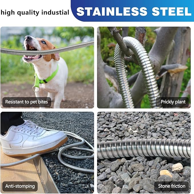 Short Metal Garden Hose 6 ft – 304 Stainless Steel Water Hose Leader, Flexible Hose Extension, Small Lightweight Hose Extender,No Kink Outdoor Hose (6 ft)