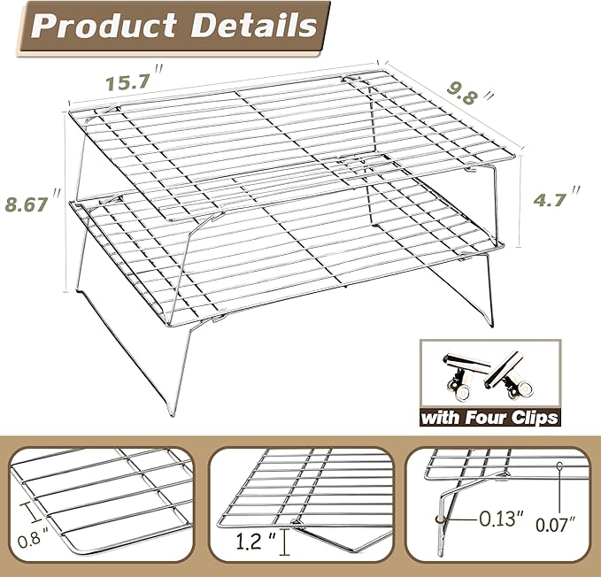 Sprouts Growing Rack 2-Tier 14 inch Shelf, Metal Foldable Plant Stand for Sprouting Tray Indoor, Seed Starting Tray Plant Shelf, Silver Rack for Kitchen Table Top Space Saving
