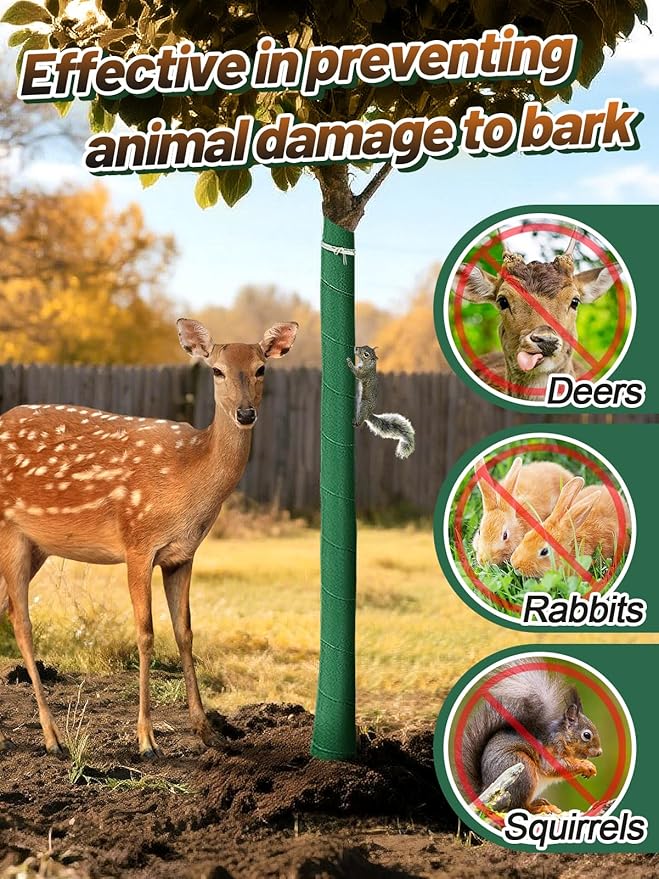 ANPHSIN 2pcs Breathable 3-Layer Tree Protector Wrap - Total 130ft Thicker Freezeproof Trunk Guard, Winter Plant Covers for Sapling Fruit Trees Keeping Warm & Moisturizing, Away from Deers