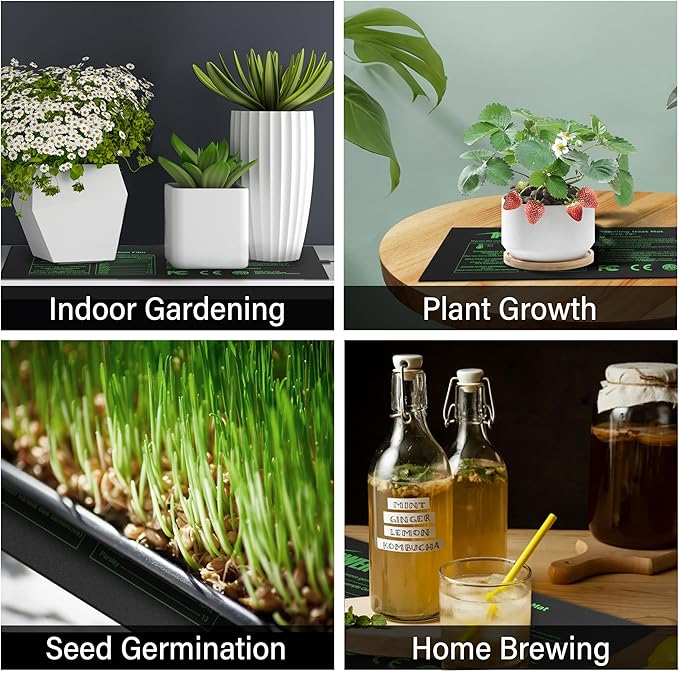 iPower Seedling Heat Mat for Plants with Dual Digital Temperature Controller, 10" x 20.75", Black