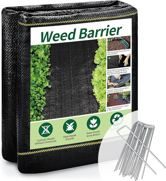4ft x50ft Black Weed Barrier Landscape Premium Fabric-Heavy Duty Woven Ground Cloth with Superior Permeability Weed Control Convenient Design