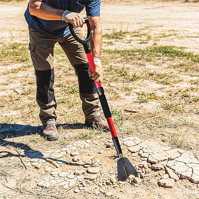 PLEXON Collapsible Snow Shovel for Driveway Lightweight Snow Shovel for Snow Removal with Ice Scraper Ice Chopper Folding Plastic for Car 48" Ergonomic