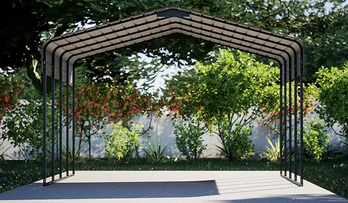 Steel Carport (Charcoal, 12 x 20 x 7 ft)