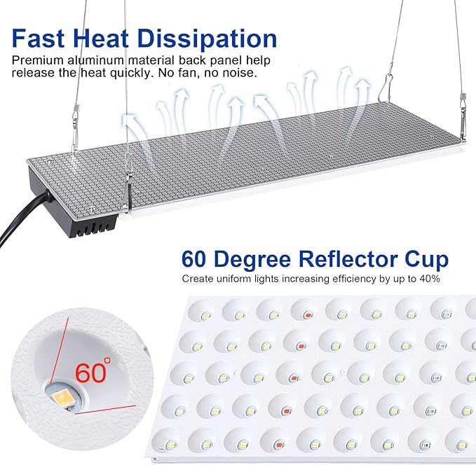 JCBritw LED Grow Lights with Stand 2ft White Full Spectrum with IR Hanging Mounting Standing Plant Light Table Desk Grow Lamp for Seed Starting, Seedlings, Veg, Flower (50.00, Watts)