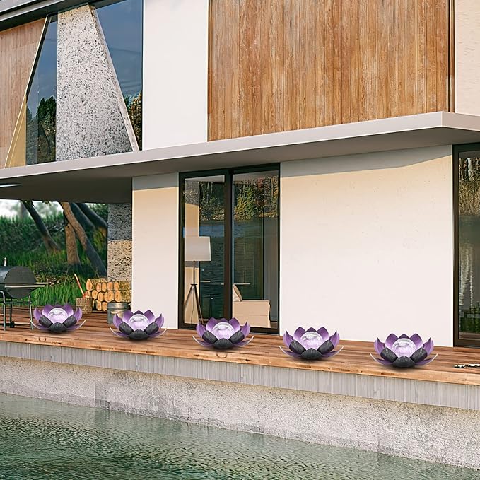 Solar Light Outdoor, Metal Glass Decorative Waterproof Garden Light LED Solar Flower Lights for Patio, Lawn,Walkway,Tabletop,Ground (Purple)