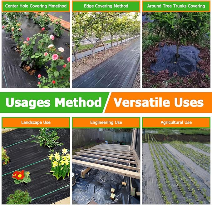 4FT x 300FT Weed Barrier Landscape Fabric Heavy Duty, Thicken Garden Fabric Weed Mats, Weed Control Garden Cloth, Woven Geotextile Fabric for Garden Beds, Underlayment, Commercial Driveway