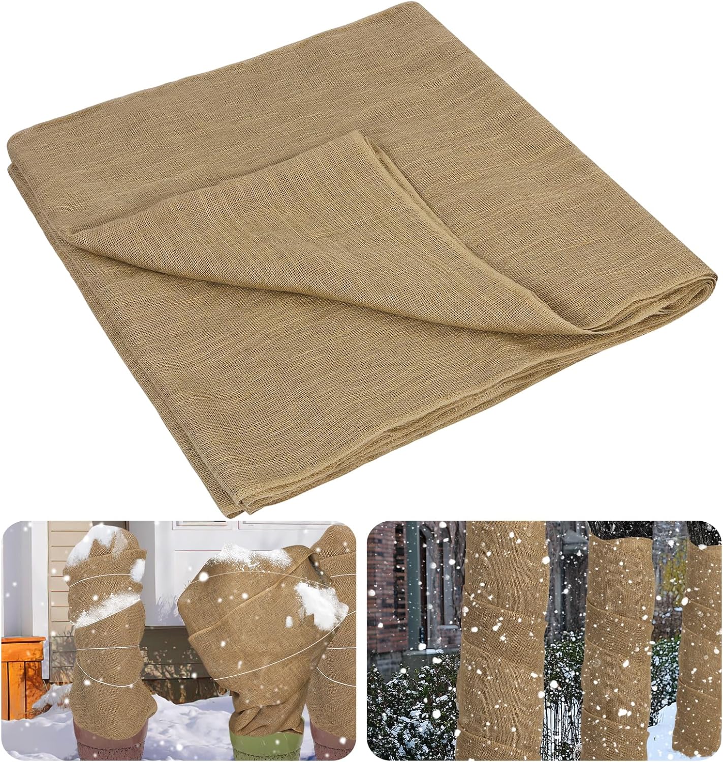 ANPHSIN 40ftx40in Natrual Burlap Plant Covers Freeze Protection - Winter Frost Plant Blankets, Frost Cloth Tree Wrap for Outdoor Bushes Trees Potted Plants Cold Weather