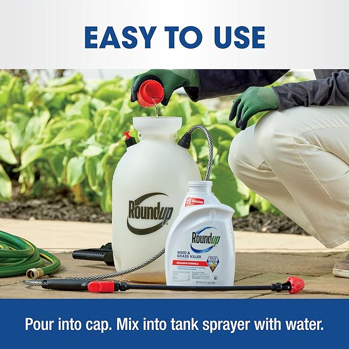 Roundup Weed and Grass Killer₄ Concentrate, Use Around Flower Beds and Trees, on Walkways, and in Other Areas in Yards, 64 fl. oz.