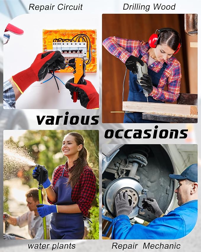 Maxcheck 54 Pairs PU Coated Gloves Bulk, Reusable Rubber Safety Gloves for Men Women Work Warehouse, Mechanic, Woodworking