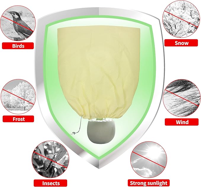 TCBWFY 120x100inches Huge Plant Covers Freeze Protection Frost Cloth for Outdoor Plants,2.82oz/yd² Thickened Winter Tree Covers with Zipper Drawstring,2 Pack Frost Blanket from Wind,Pest and Animal