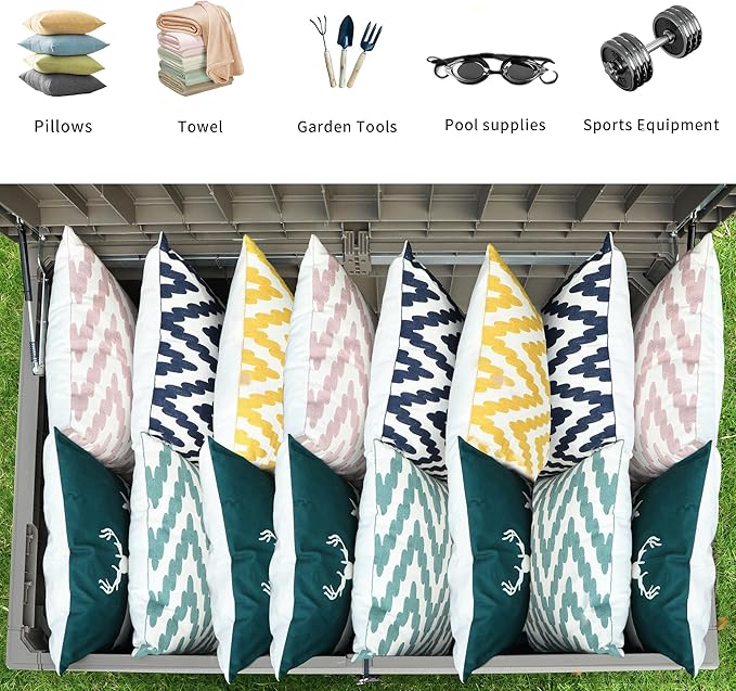 YITAHOME 230 Gallon Outdoor Storage Deck Box, Weather-Resistant Resin, Versatile for Patio Furnishings, Outdoor Cushions, Garden Tools, and Sports/Pool Gear, Taupe