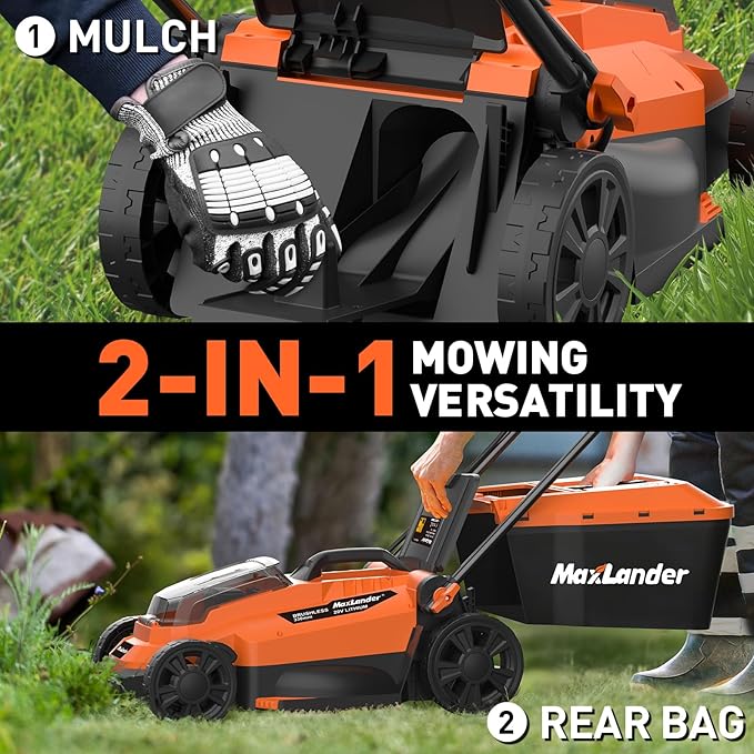 Maxlander 13Inch Electric Lawn Mower Cordless & Cordless Weed Wacker 10 inch with 2 PCS 20V 2.0Ah Batteries