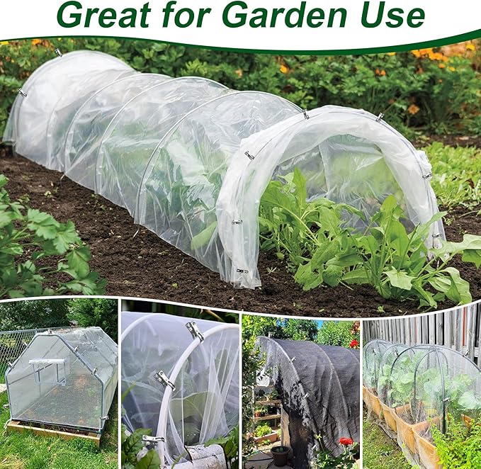 20 Pcs 2.3inch Pvc Clamps, Gardening Clips for Netting, Greenhouse Clamps Made of Stainless Steel, Have a Strong Grip of Greenhouse Clips, For 1/2'', 3/4'', 1'' Garden Hoops