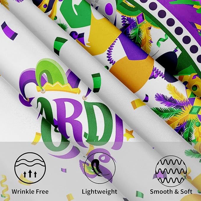 Giwawa Mardi Gras Round Tablecloth 60 Inch, Carnival Mask Balloon Table Cover Seasonal Festival Holiday Kitchen Dining Table Decoration for Indoor Outdoor Home Party Decor