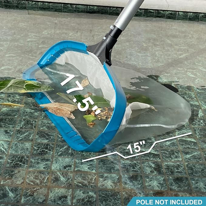 POOLWHALE 17.5" Heavy Duty Ultra Fine Mesh Pool Pollen & Sand Skimmer Rake, Aluminum Frame Deep Nylon Net, Pool Net for Above Ground & In-ground Swimming Pools (No Pole)