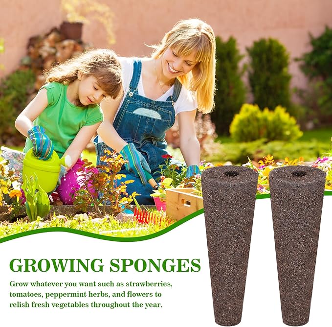 100 pcs Grow Sponges for Hydroponics Compatible with AeroGarden, Hydroponics Growing System Pods, General Hydroponics Rapid Rooter, Starter Plug for Seeds or Cuttings