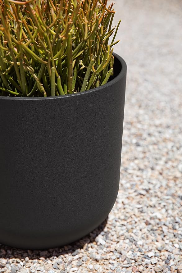 Veradek Round Black Plastic Planter Pots for Indoor/Outdoor Garden Use, with Drainage Holes, Suitable for Small to Large Succulent Plants, Flowers, Modern Interior Plants