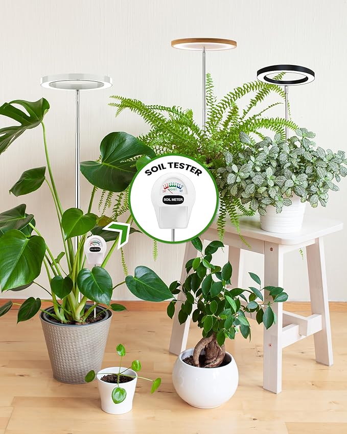 Plant Grow Light,yadoker LED Growing Light Full Spectrum for Indoor Plants, Paired with a Soil Tester,Height Adjustable, Automatic Timer, 5V Low Safe Voltage,Idea for Large Plant Light