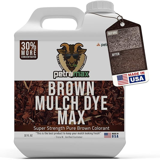 PETRA Brown Mulch Dye, 3,600 Sq Ft Coverage - Mulch Dye Brown, Brown Mulch for Landscaping, Brown Mulch for Garden Beds, Wood Mulch Dye, Permanent Mulch Paint & Playground Bark Mulch