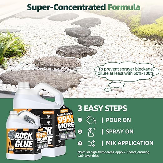 Rock Glue, Mulch Glue 32OZ- Fast-Drying Adhesive for Landscaping Rocks, Small Pebbles, Pea Gravel Stabilizer & Mulch Binder | Weather-Resistant Outdoor Stabilizer for Driveways, Gardens, Walkways