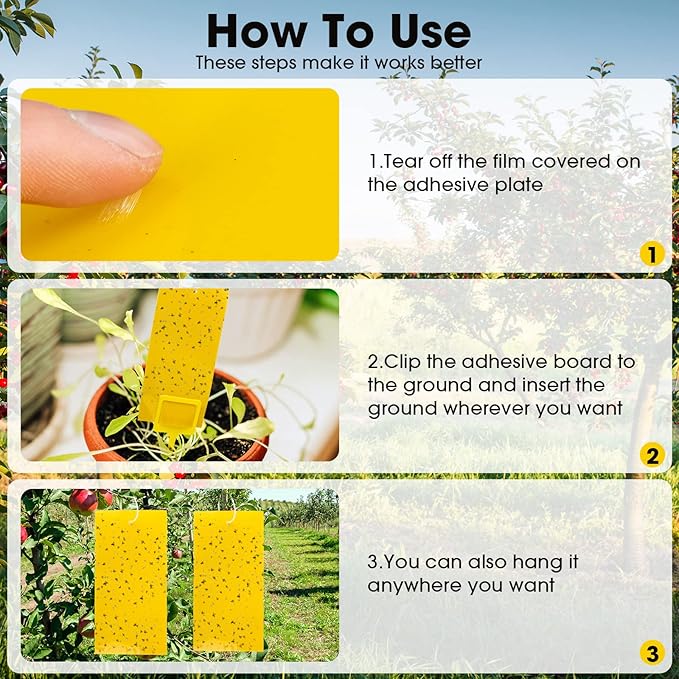 220 Pcs 7.9 x 4 Inch Sticky Traps for Plant Gnats Double Sided Sticky Traps with Twist Ties for Flying Killer Insect Indoor Outdoor Fungus Gnats, Whiteflies, Aphids (Yellow)