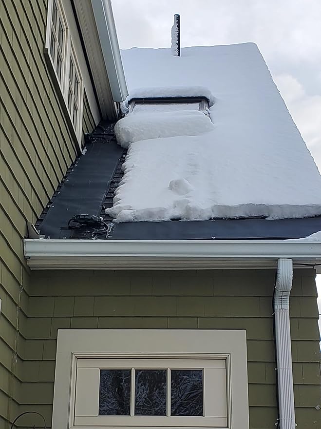 RHS Snow Melting Mats – Roof & Valley Heater for Ice Dam Prevention – American-Made, Black, Melts 2” Snow per Hour (25’ x 13”)