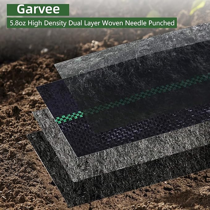 Garvee Woven Landscape Fabric 5.8oz, 4 x 100FT Weed Fabric Barrier, Double Layer, Garden Fabric Weed Barrier, Weed Control Fabric Ground Cover, Gardening Mat for Garden Beds, Landscaping