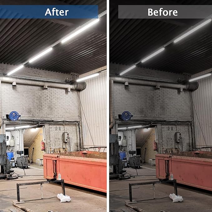 T8 LED Bulbs 4Ft, 24W 3120 Lumen, T10 T12 65W Equivalent Fluorescent Replacement, 6500K Cool White, Type A+B 4 Foot Tube Light for Office Shop Light, Remove Ballast or Plug & Play, 4 Pack