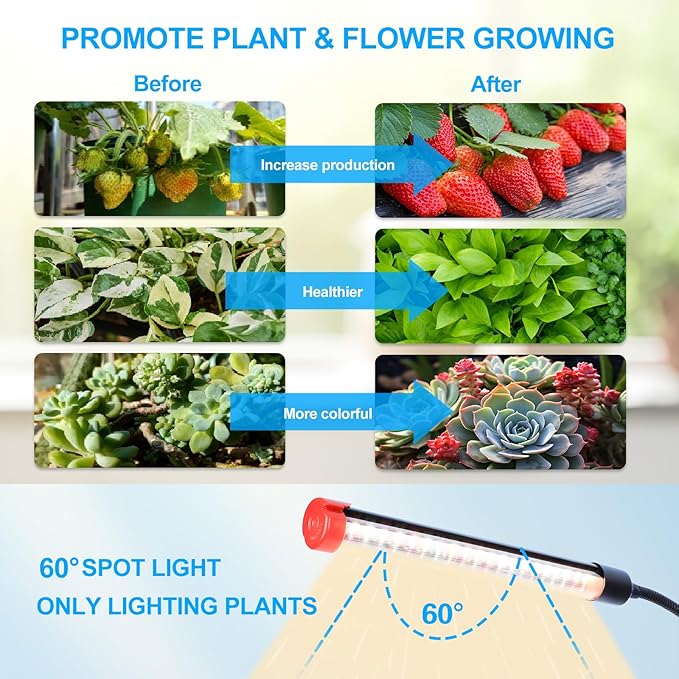 10-Head Grow Light with Stand and Timer, 90 Watt Power Home Plug LED Grow Lights for Indoor Plants for Tall Houseplants, Bonsai Tree, Seed Starting, 24"-64" Adjustable Height