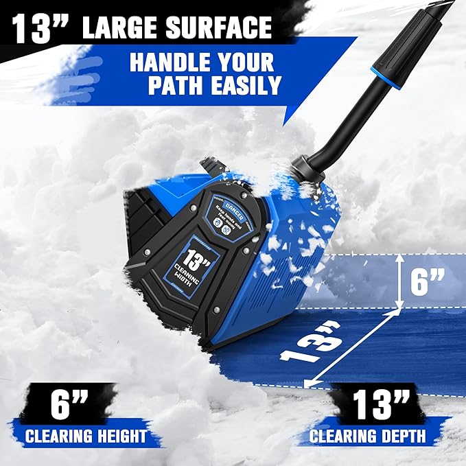 40V 13 inch Cordless Snow Blower, 4.0Ah Snow Blower Battery Powered with Directional Plate, Brushless Electric Snow Shovel for Pathway, Patio, Deck, Driveway, Blue