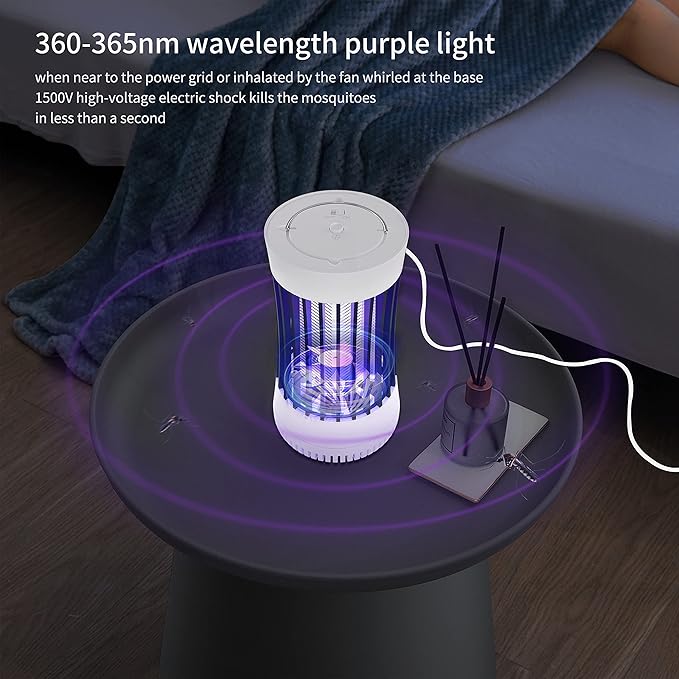 Lulu Home 2 Packs Indoor Bug Zapper with Fan, 1500V High Voltage Lighted Mosquito Lamp Trap, USB Cable Plug-in Electric Insect Killer Catching Moth Mosquitoes Gnat Fruit Flies (NO Battery)