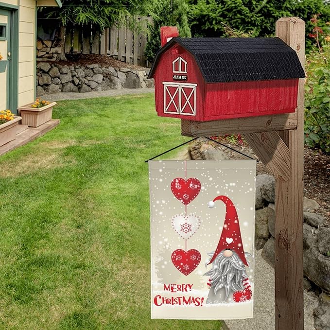 Gnome Christmas Merry Snowflake Retro Garden Flag Welcome Party Outdoor Outside Decorations Picks Home House Garden Yard Decor 12x18 Inch