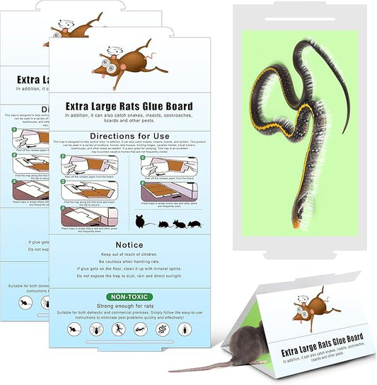 Qualirey 4 Pack Sticky Mouse Traps 8 x 14 Large Sticky Rat & Mouse Glue Boards for Inside Outside, Pre Scented Non Toxic Adhesive Traps with Enhanced Stickiness for Rat Mice Snake, Pet Safe
