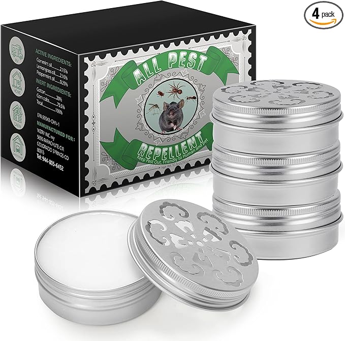 4 Pack Rodent Rat Repellent for Car Engines - Peppermint Oil Mouse Repellent, Rat Repellent Keeping Rodents Out of Car Home Garages Indoor Outdoor, Groundhog Repellent, Safe Ingredients