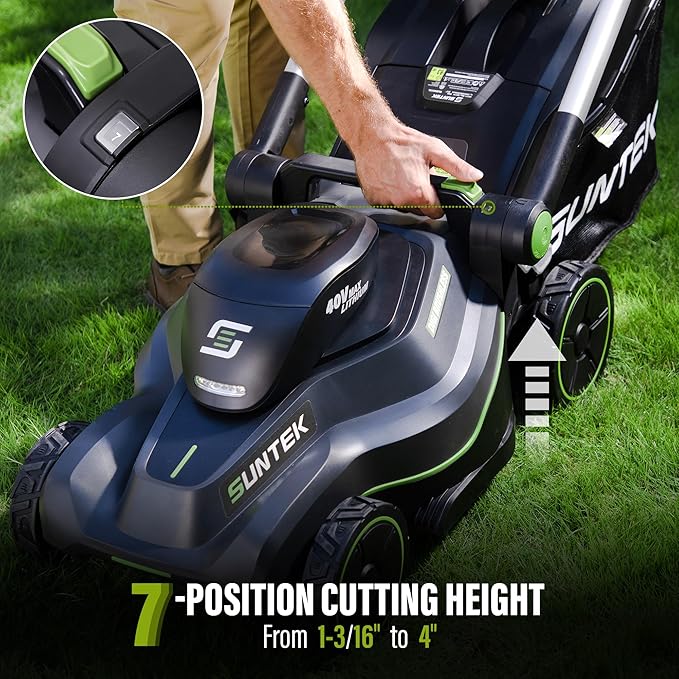 SUNTEK 40V 18-Inch Cordless Electric Lawn Mower, Digi-Brushless Walk-Behind Lawn Mowers, 4.0Ah Lithium-ion Battery and Rapid Charger Included, APP Compatible, SLM4417A