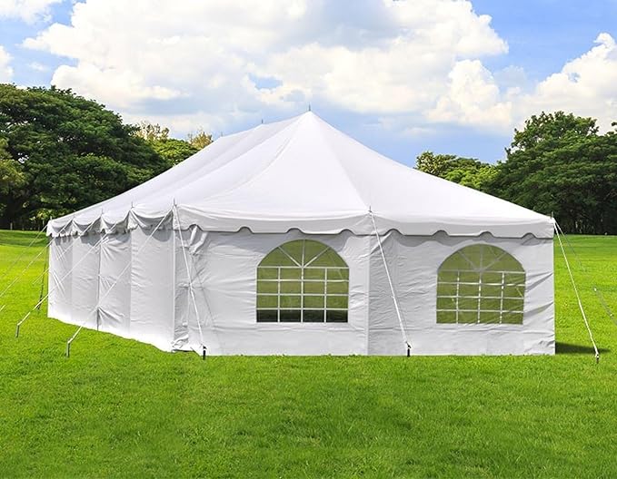 Party Tents Direct 20' x 40' Weekender Canopy Tent with Sidewalls, Easy Up Party Tent for Backyard, Outdoor Tents for Parties, Weddings, Graduations, Banquets, Events, Heavy Duty, PVC White Top