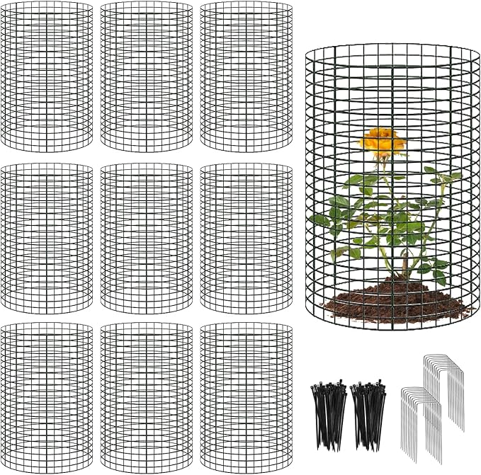 10 Packs Large Wire Plant Protector from Animals - 24'' x 12'' Metal Mesh Plant Cage Covers - Chicken Wire Cloche, Sturdy Garden Bunny Barricades Chicken Wire Cloche fto Keep Animals Out