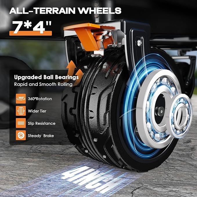 Collapsible Wagon Cart Heavy Duty Foldable, Folding Beach Wagon with Big Wheels for Sand, Utility Grocery Cart with Side Pocket and Brakes for Camping Sports Outdoor Activities, Grey