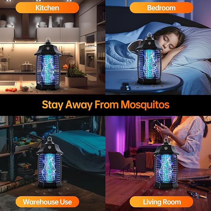 Bug Zapper Indoor, Fly Zappers Electric Mosquitoes Insect Gant Fruit Flies Moth Traps with 4200V for Home Living Room Bedroom Kitchen Backyard Patio Garage Office Camping