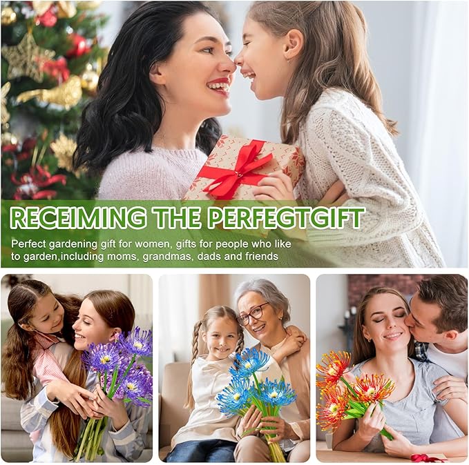 Solar Outdoor Lights 4 Colors Spider Lily – 4 Pack 12-Head Waterproof Garden Flower Lights with Glowing Stems,Decorative Solar Powered Yard,Patio & Lawn Decor,Gardening Gifts for Women Grandma