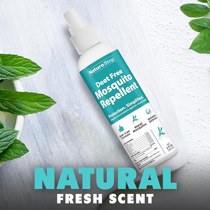 DEET-Free Mosquito Repellent Spray for Skin & Outdoor Use, 6 oz (180mL)