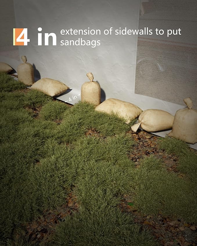 13x25 Ft Carport with 10 Sandbags, Car Port with 220g PE Tarp, 2 Roll-Up Doors, and 4 Windows, for Full-Size Pickups, Bass Boats, Tractors, and SUVs, White