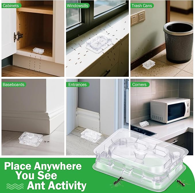 Qualirey 16 Set Ant Bait Stations Reusable (Bait NOT Included), Multi Surface Ant Killer Trap for Home, Control for Indoor and Outdoor Use, Roach Station for Common Household (Standard)